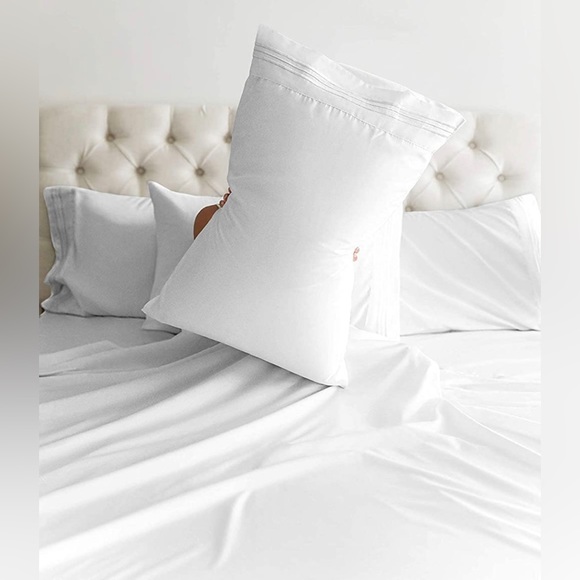 New - White 6 Piece King Size Microfiber Luxury Bed Sheet Set - Picture 8 of 8